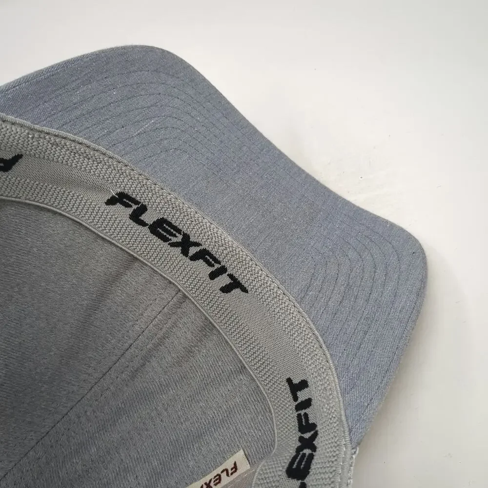 TravisMathew Baseball Cap Gray White XL Mesh Back Flexfit Hat Square Logo Patch